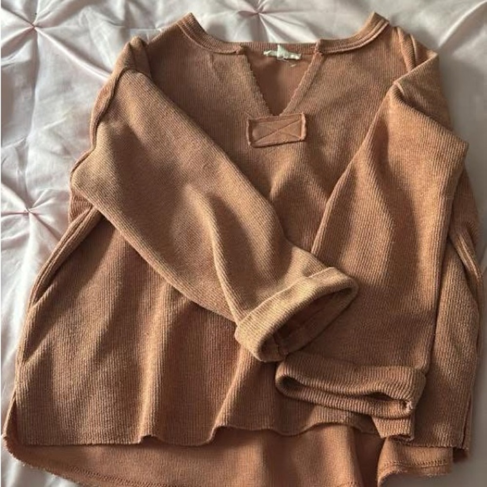 Elegant V-Neck Tan Sweater for Women